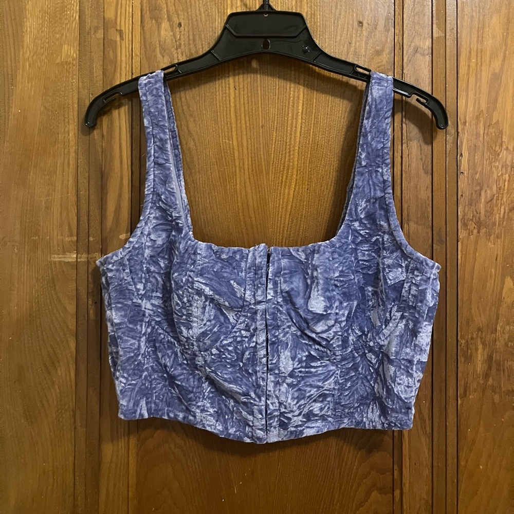 Purple crushed velvet corset crop top